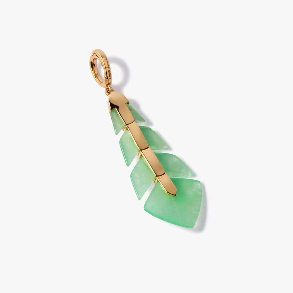 Deco 18ct Yellow Gold Jade Feather Pendant | Annoushka jewelley